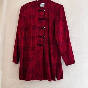 R&M Richards mandarin style red Asian design with Chinese design buttons. Top.